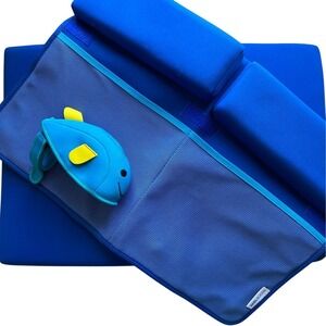 Baby Booth Blue Whale‎ Bath Kneeler and Elbow Rest Pad Set with Toy Organizer